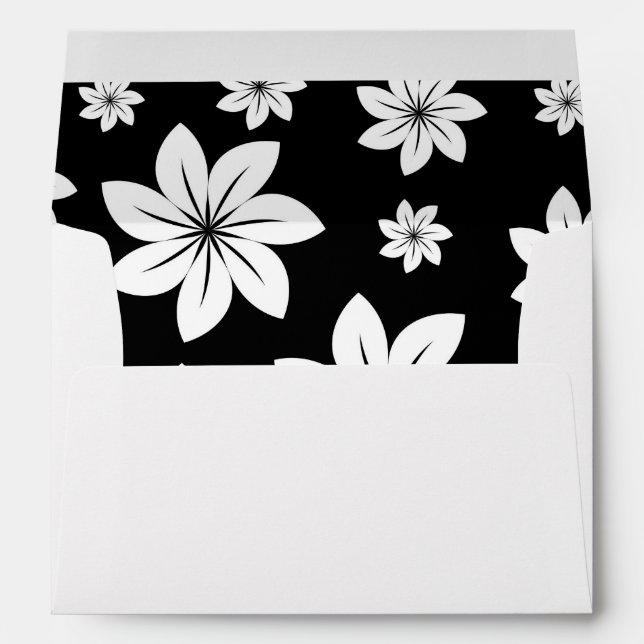 White on Black Floral Array, Graphic Flowers Envelope (Back (Bottom))