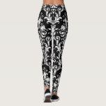 White On Black Floral Swirls Damask Leggings<br><div class="desc">Leggings by Leonbience. Need it in another color. Message me leonbience@rogers.com</div>