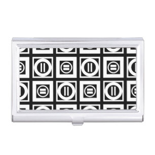 White on Black Geometric Equal Sign Pattern Business Card Holder
