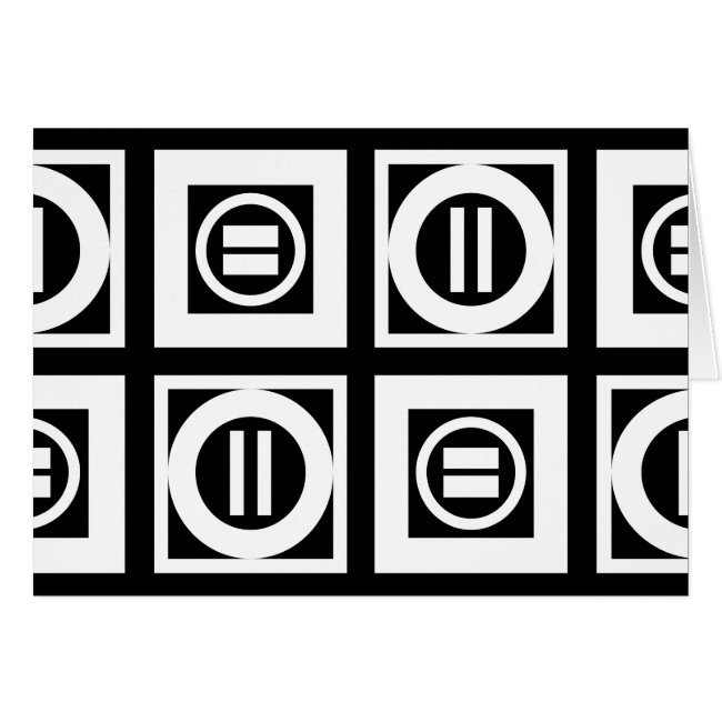 White on Black Geometric Equal Sign Pattern Card