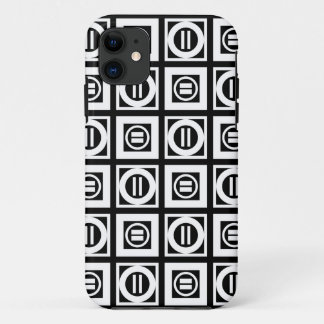 White on Black Geometric Equal Sign Pattern iPhone 11 Case