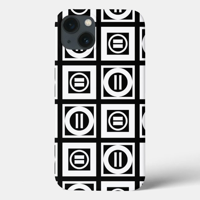 White on Black Geometric Equal Sign Pattern Case-Mate iPhone Case (Back)