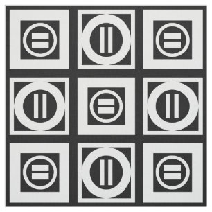 White on Black Geometric Equal Sign Pattern Fabric
