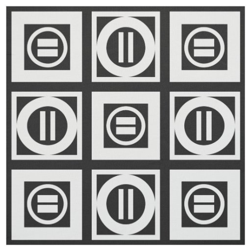 White on Black Geometric Equal Sign Pattern Fabric