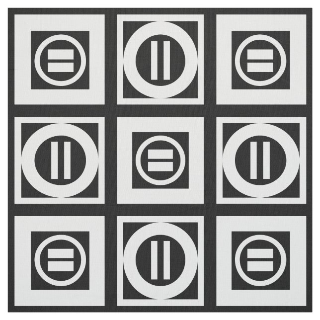 White on Black Geometric Equal Sign Pattern Fabric