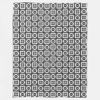White on Black Geometric Equal Sign Pattern Fleece Blanket