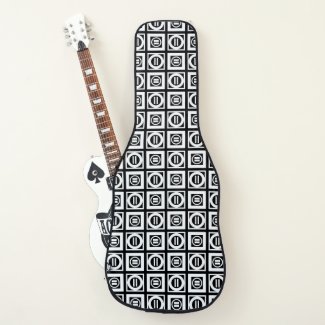 White on Black Geometric Equal Sign Pattern Guitar Case