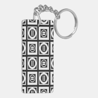 White on Black Geometric Equal Sign Pattern Keychain