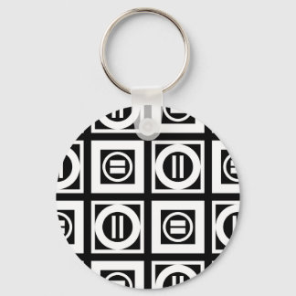 White on Black Geometric Equal Sign Pattern Keychain