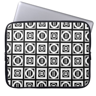 White on Black Geometric Equal Sign Pattern Laptop Sleeve
