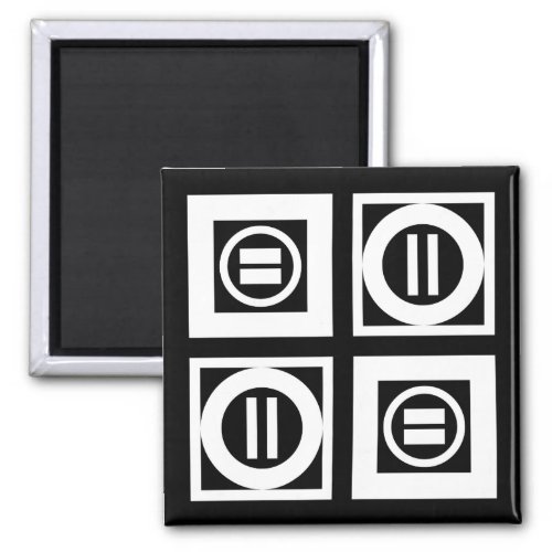 White on Black Geometric Equal Sign Pattern Magnet