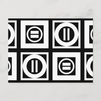 White on Black Geometric Equal Sign Pattern Postcard