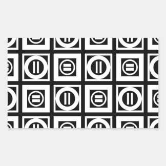White on Black Geometric Equal Sign Pattern Rectangular Sticker