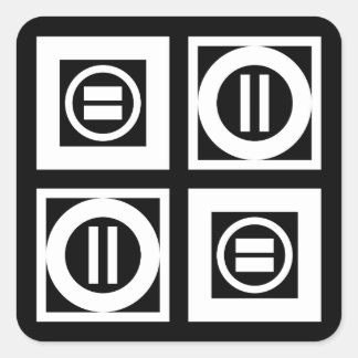 White on Black Geometric Equal Sign Pattern Square Sticker