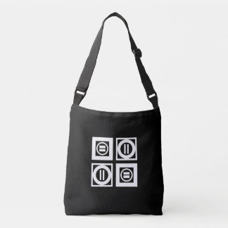 White on Black Geometric Equal Sign Pattern Tote