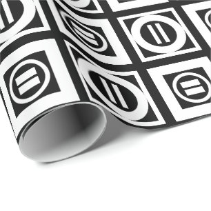 White on Black Geometric Equal Sign Pattern Wrapping Paper