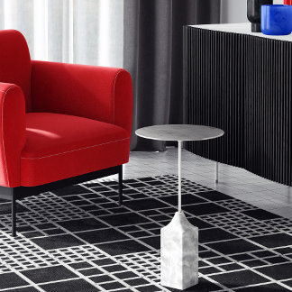 White on Black Geometric Pattern Rug