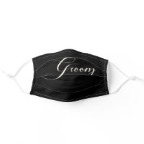 White on Black Groom Newlywed Wedding Day Facemask Adult Cloth Face Mask