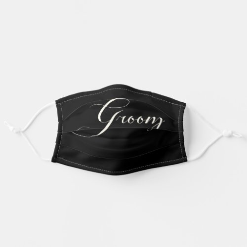 White on Black Groom Newlywed Wedding Day Facemask Adult Cloth Face Mask