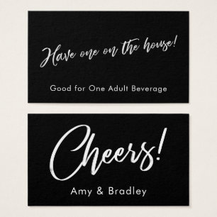 White on Black Handwriting Script Drink Tickets