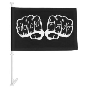 White on Black Hold Fast Fists Flag