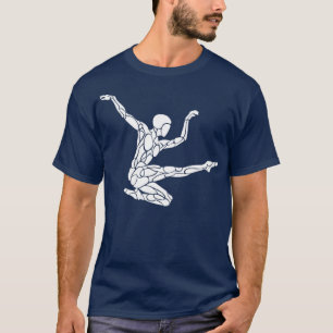 White on Black Jump Kick Dance for Athlete Gymnast T-Shirt
