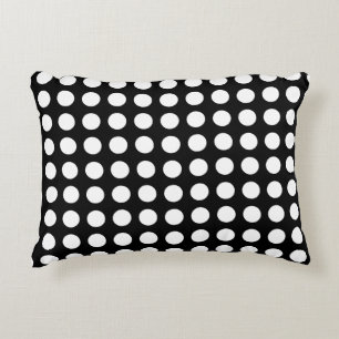 White on Black Large Size Horizontal Polka Dots Accent Pillow