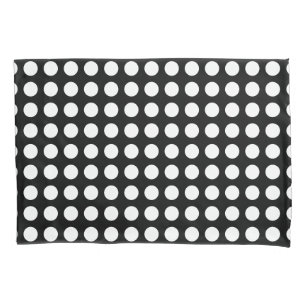 White on Black Large Size Horizontal Polka Dots Pillow Case