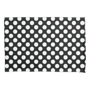 White on Black Large Size Polka Dots Pillow Case