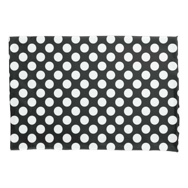 White on Black Large Size Polka Dots Pillow Case (Front)