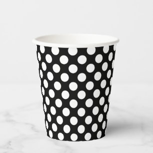 White on Black Medium Size Polka Dots Paper Cups