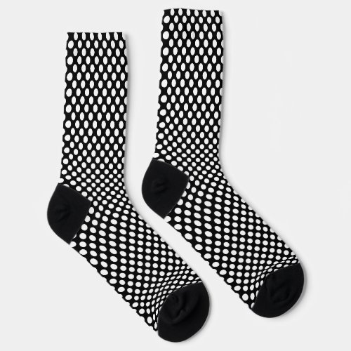 White on Black Medium Size Polka Dots Socks