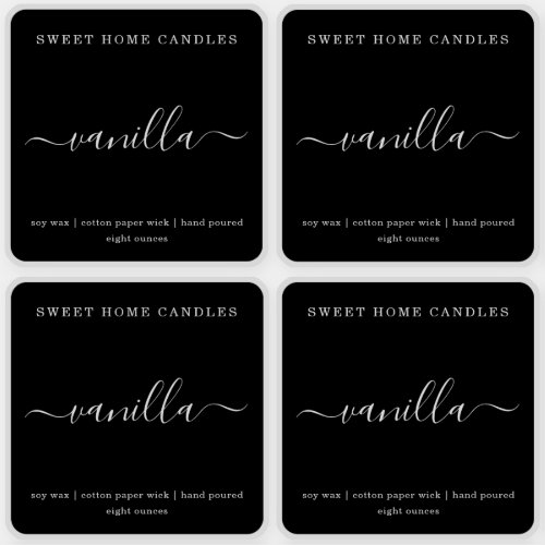 White on Black Personalized Candle Label Sticker