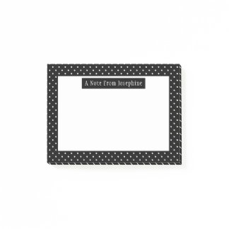 White On Black Polka Dots Pattern Custom Text Post-it Notes