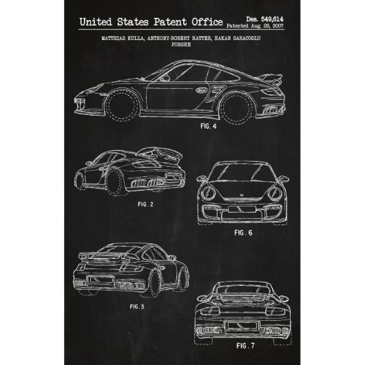 White on Black Porsche 911 Turbo 11x17 Print (Front)