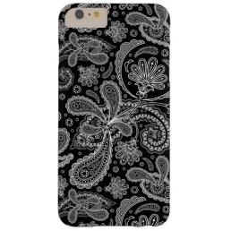 White On Black Retro Paisley Lace Pattern Barely There iPhone 6 Plus Case