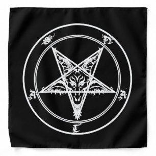 White on Black Satanic Altar Cloth Bandana