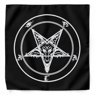 White on Black Satanic Altar Cloth Bandana