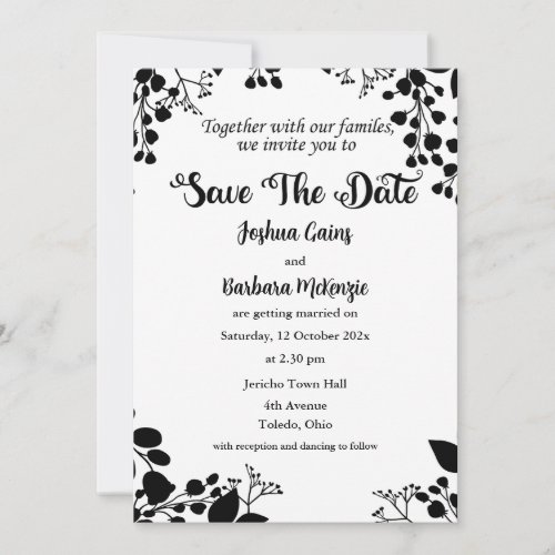 White on Black Save The Date Invitation