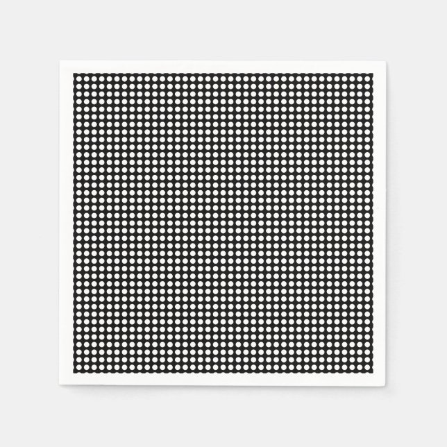 White on Black Small Horizontal Polka Dots Paper Napkins (Front)
