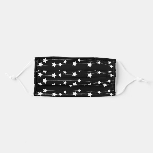 White on Black - Stars Adult Cloth Face Mask (Front, Folded)