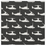 White on Black V-22 Osprey Side View Pattern Fabric