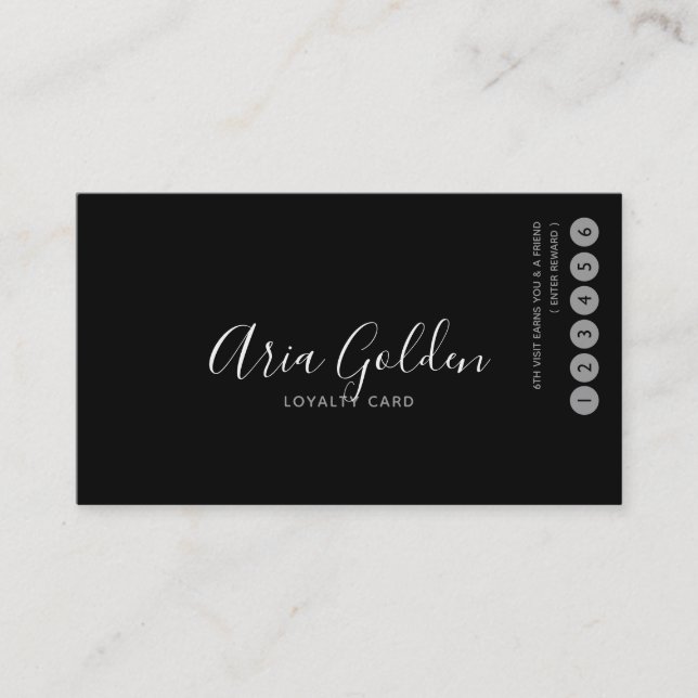 White on Black Very Minimal Typography Loyalty Card (Front)