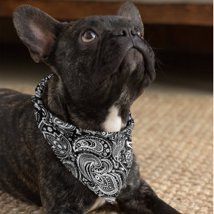 White on black vintage floral paisley pattern bandana