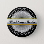 White On Black Vintage Lacy Wedding Party Button 3 at Zazzle