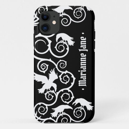 White on Black Witch Gothic Victorian Raven Goth iPhone 11 Case
