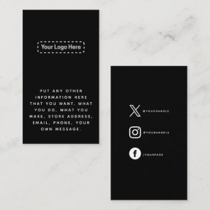 White on black your logo social media enclosure card