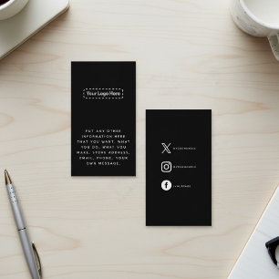 White on black your logo social media enclosure card