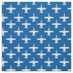 White on Blue A-10 Warthog Attack Jet Pattern Fabric