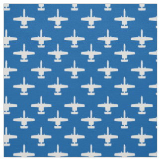 White on Blue A-10 Warthog Attack Jet Pattern Fabric